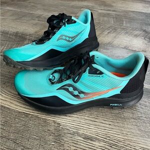 Saucony Peregrine 12 Trail Running Shoes - Teal and Black